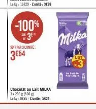 chocolat au lait milka