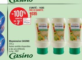 SER  -100% 1685  CAUNOTTES  Casino  3 Max  L'UNITÉ : 1€85 PAR 3 JE CAGNOTTE:  ww  Calle  Sette  Minn  Ca  ww.m 