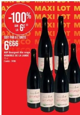 soit par 6 l'unité  6666 con  adp bourgueil bio rouge vignoble de la lande 75 cl  l'unité : 7499  mkit 1  f 