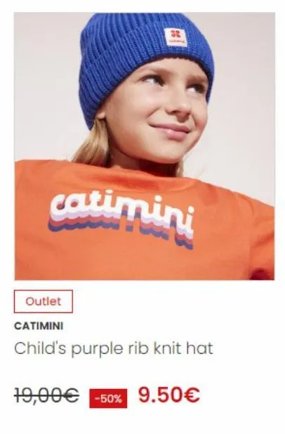 catimini  outlet  catimini  child's purple rib knit hat  19,00€ -50% 9.50€ 