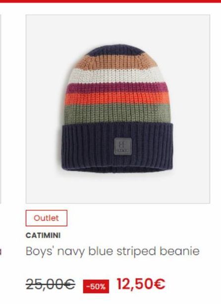 BARE  #f  Outlet  CATIMINI  Boys' navy blue striped beanie  25,00€ -50% 12,50€ 