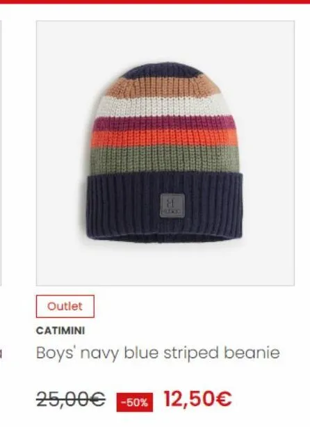 bare  #f  outlet  catimini  boys' navy blue striped beanie  25,00€ -50% 12,50€ 