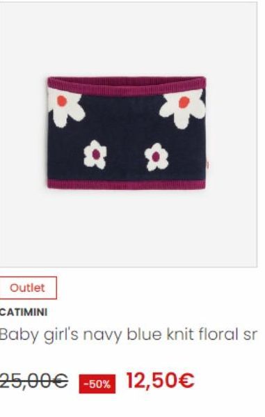 Outlet  CATIMINI  Baby girl's navy blue knit floral sr  25,00€ -50% 12,50€ 
