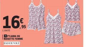 16€  L'UNITÉ  7 PYJAMA OU NUISETTE FEMME BAISER VOLE 