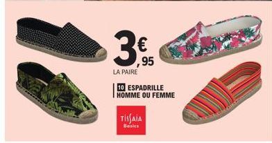 ,95  LA PAIRE  10 ESPADRILLE  HOMME OU FEMME  TISAIA  Basics 