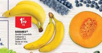 199  leg  bananes variété cavendish. catégorie 1. calibre p20. vente en vrac. 6322  0 