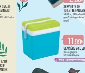 Du 0,25€, coparticipation  11,99€  GLACIÈRE 24 LEDA Bleu ou gris perle fabrication Française 