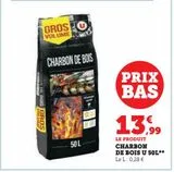 CHARBON DE BOIS U 50L offre à 13,99€ sur Super U