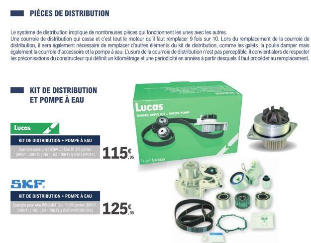 PIÈCES DE DISTRIBUTION  Le système de distribution implique de nombreuses pièces qui fonctionnent les unes avec les autres.  Une courroie de distribution qui casse et c'est tout le moteur qu'il faut r