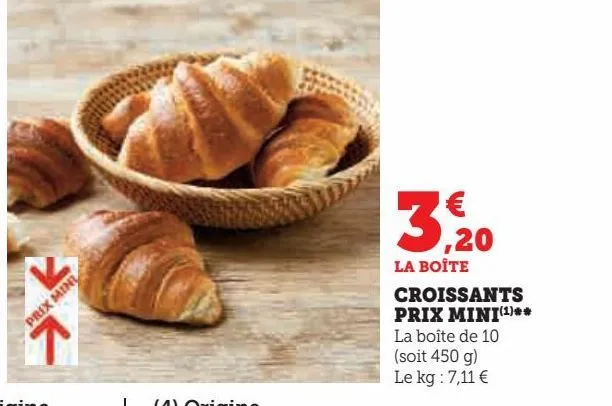 croissants prix mini