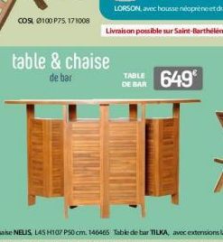 COSL 100 P75, 171008  table & chaise  de bar  P.STANIST  TABLE 649 