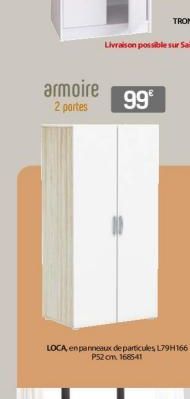 armoire 2 portes  99€  LOCA, en panneaux de particules, 179H166 cm 