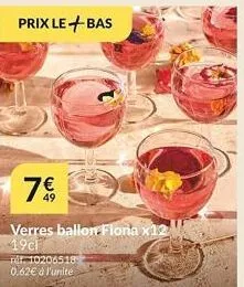 prix le + bas  7€  verres ballon fiona x12 19cl  tối: 10206518. 0.62€ à l'unité 