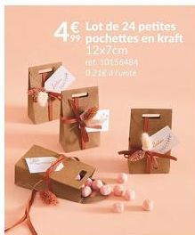 4€ Lot de 24 petites 99 pochettes en kraft 12x7cm 10156484 0.21€ à l'unité  Bakan 