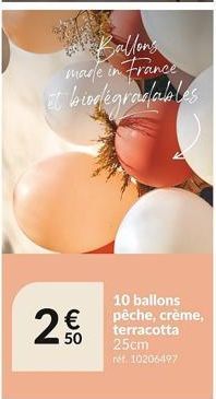 made in France Et biodegradables  50  10 ballons pêche, crème, terracotta 25cm  réf. 10206497 