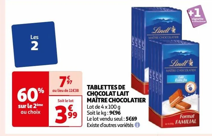 tablettes de  chocolat lait  maître chocolatier