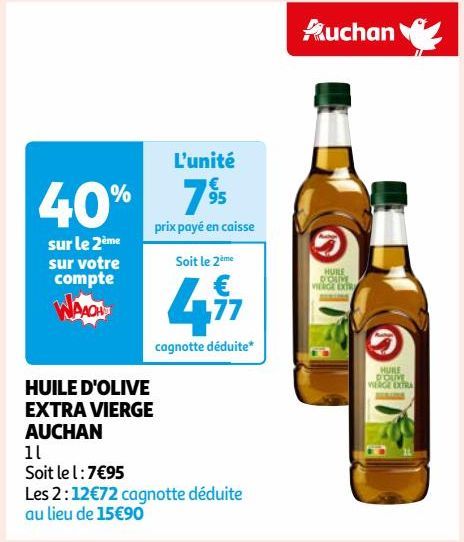 HUILE D'OLIVE  EXTRA VIERGE  AUCHAN