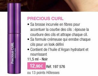 Precious CURL MASCARA  PRECIOUS CURL • Sa brosse incurvée en fibres pour accentuer la courbe des cils : épouse la courbure des cils et attrape chaque cil. Sa formule crémeuse qui enrobe chaque cils po