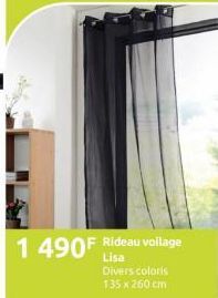 1 490F Rideau voilage  Lise Divers coloris 135 x 260 cm 