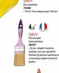 435²  SAVY Pinceau plat toute peinture 283473  -20 mm-Adapté à toutes les  peintures, avec une capacité de  rétention de peinture supérieure pour un travail plus rapide et moins de gouttes. 