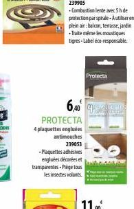 6,40  PROTECTA  4 plaquettes engluées antimouches 239053  -Plaquettes adhésives  engluées décorées et transparentes - Piège tous les insectes volants.  -Combustion lente avec 5h de protection par spir