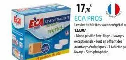 lessive tablette  henn  végétal  17,70⁰ eca pros  lessive tablettes savon végétal x25 123307  -mono pastille lave-linge-lavages exceptionnels-tout en offrant des avantages écologiques-1 tablette par l