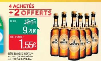 4 ACHETÉS +2OFFERTS  13,92€  9,28€  LES 6:  SOIT L'UNITÉ  1,55€  MONTS MOTS MONTS NTS NTS  MONT MONT  MONTS NTS NTS 