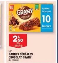 lu  grany  chocolat  250  200  112.32  lu  barres céréales chocolat grany rt5014486  format familial  10  barres 
