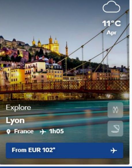 Explore Lyon  France 1h05  From EUR 102*  11°C  Apr  14  + 