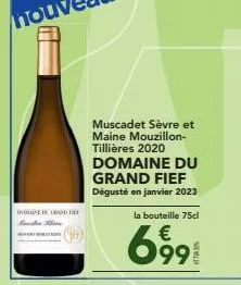 k  ne de grande  muscadet sèvre et maine mouzillon-tillières 2020 domaine du grand fief dégusté en janvier 2023  la bouteille 75cl  €  6991 