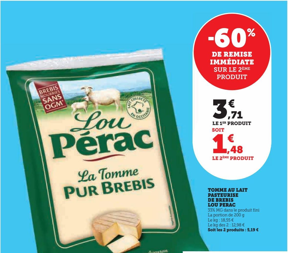 TOMME AU LAIT  PASTEURISE  DE BREBIS  LOU PERAC