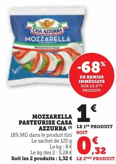 mozzarella pasteurise casa azzurra