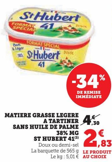 MATIERE GRASSE LEGERE A TARTINER SANS HUILE DE PALME 38% MG ST HUBERT 41