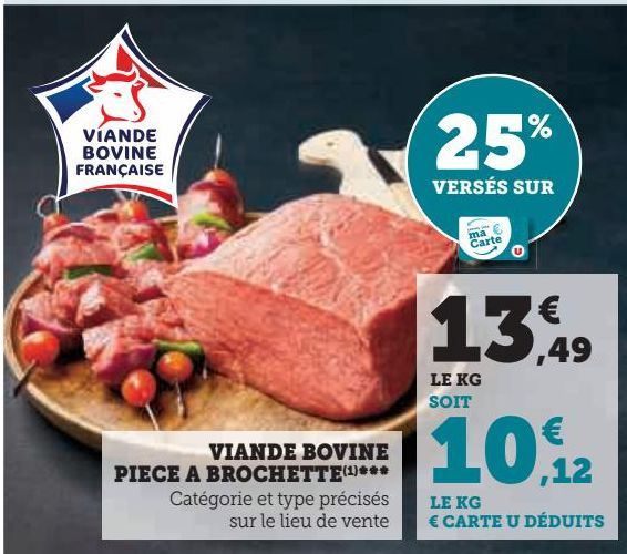 VIANDE BOVINE PIECE A BROCHETTE