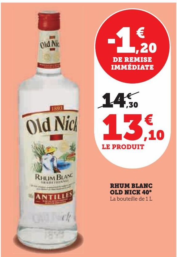 RHUM BLANC OLD NICK 40°