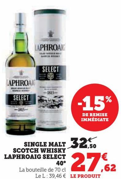 SINGLE MALT SCOTCH WHISKY LAPHROAIG SELECT 40°