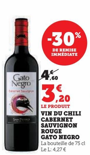 VIN DU CHILI CABERNET SAUVIGNON ROUGE GATO NEGRO