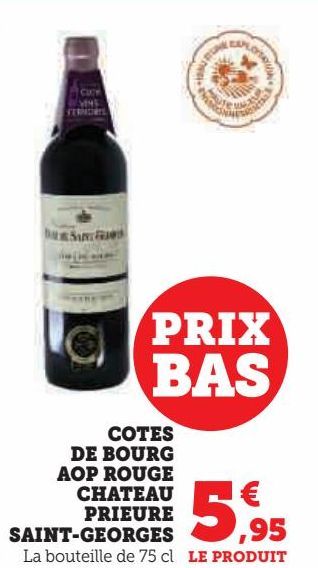 COTES DE BOURG AOP ROUGE CHATEAU PRIEURE SAINT-GEORGES