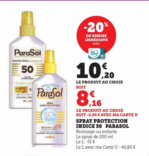 SPRAY PROTECTION INDICE 50 PARASOL