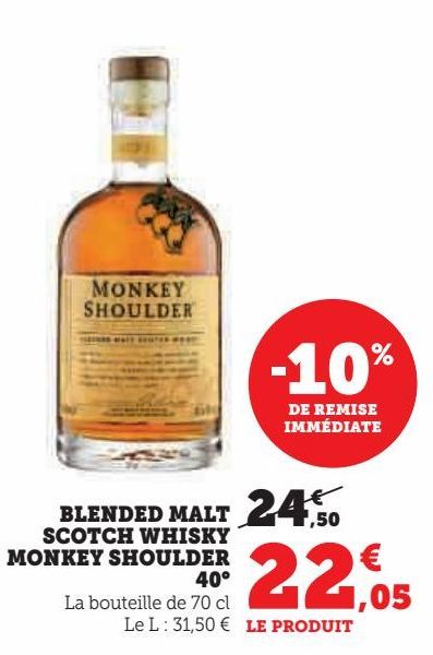 BLENDED MALT SCOTCH WHISKY MONKEY SHOULDER 40°