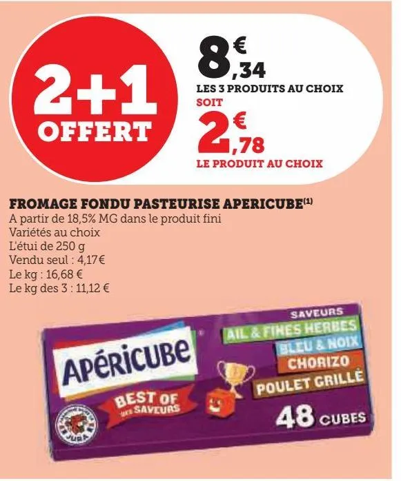 fromage fondu pasteurise apericube