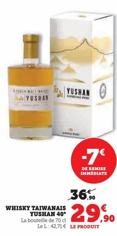 whisky taiwanais yushan 40°