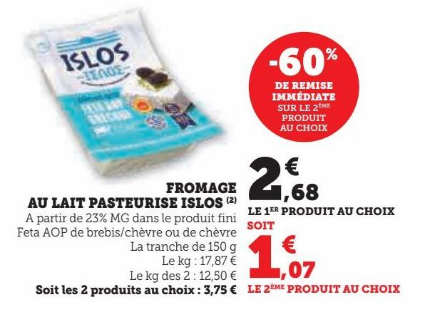 fromage au lait pasteurise islos