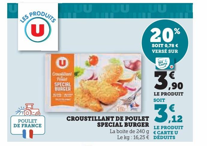 croustillant de escalopes de poulet special burger 