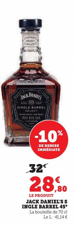 whisky Jack Daniel's ingle barrel 45°