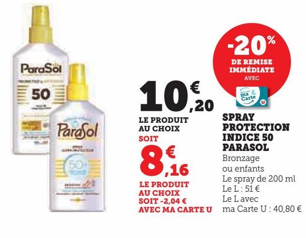 spray protectin indice 50 parasol