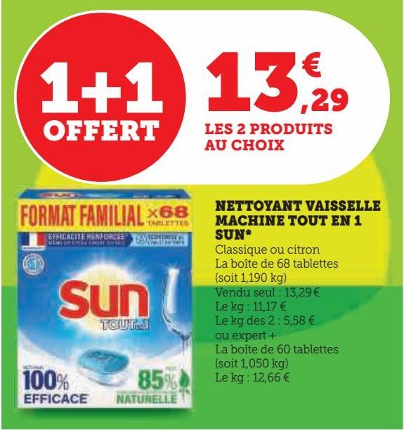 Nettoyant vaisselle machine tout en 1 SUN