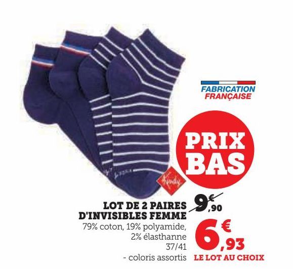 Lot de 10 paires d'invisibles femme