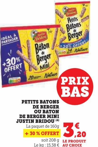 petits batons de berger ou baton de berger mini justin bridou