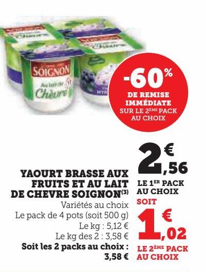 yaourt  brasse aux fruits et au lait de chevre soignonn Soignon